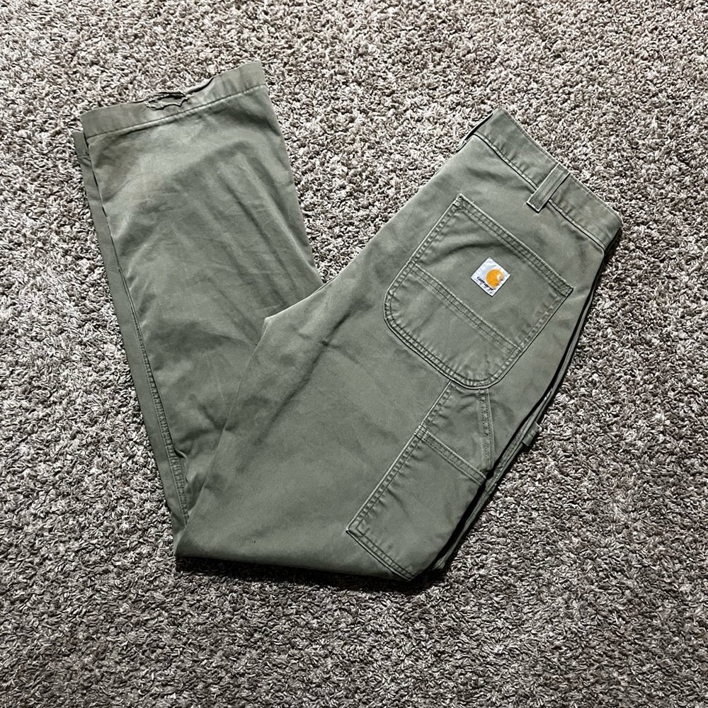Green carhartt relaxed fit work pants